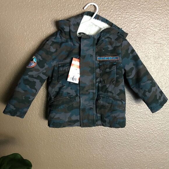 Cat & Jack Camo Cargo Style Fur Jacket 12mo - Picture 1 of 6